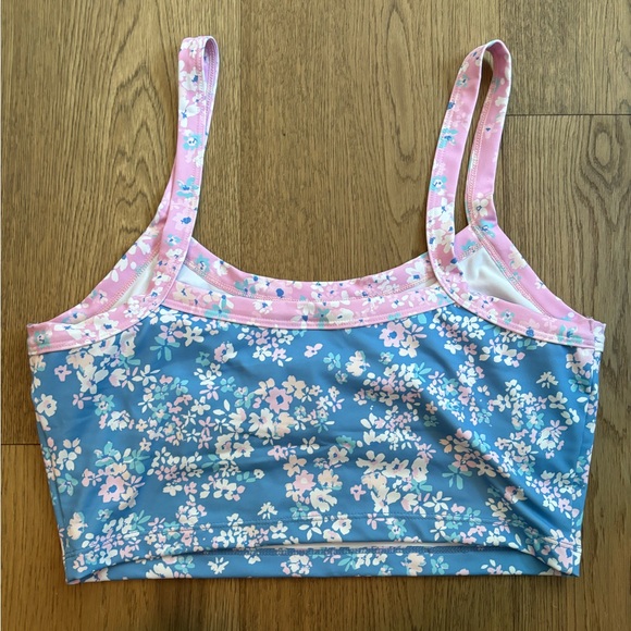 AS Revival Pink Floral Athletic Top with Aqua Accents - Picture 5 of 5